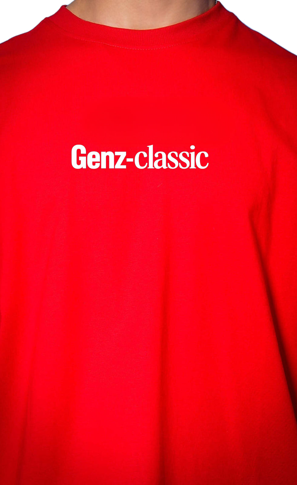 Genz-Classic Men's Red Oversized Victory Dice Graphic Print Cotton T-Shirt