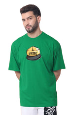 Genz-Classic Men's Green Oversized Back Graphic Printed Cotton T-Shirt – Street Bear Edition
