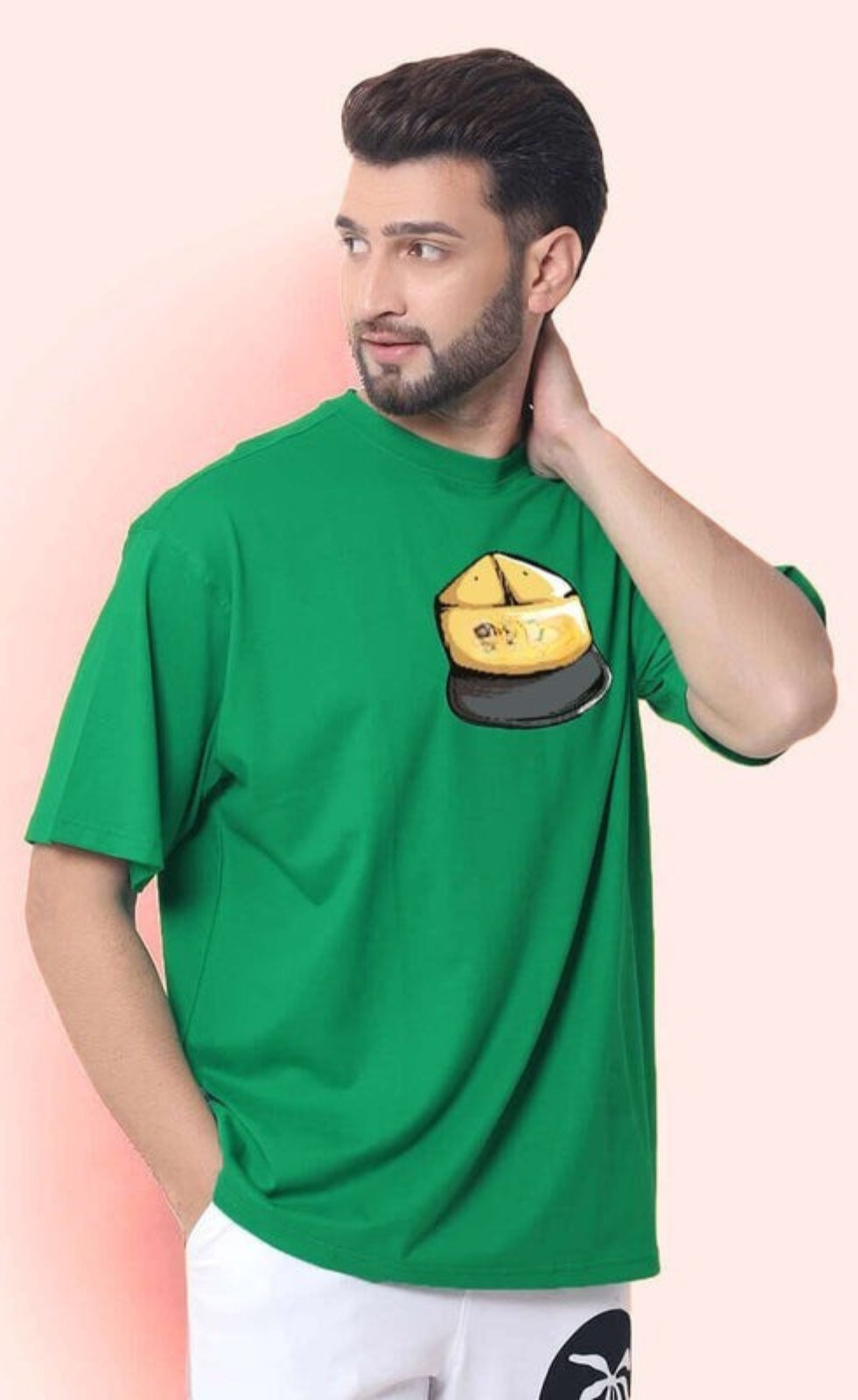 Genz-Classic Men's Green Oversized Back Graphic Printed Cotton T-Shirt – Street Bear Edition