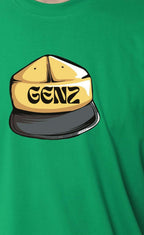 Genz-Classic Men's Green Oversized Back Graphic Printed Cotton T-Shirt – Street Bear Edition