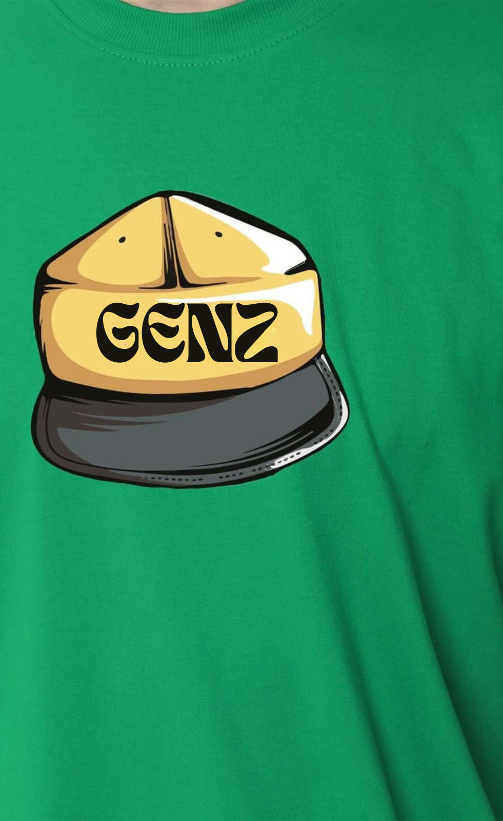 Genz-Classic Men's Green Oversized Back Graphic Printed Cotton T-Shirt – Street Bear Edition