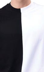 Genz-Classic Men's Black & White Oversized Butterfly Graphic Printed Cotton T-Shirt