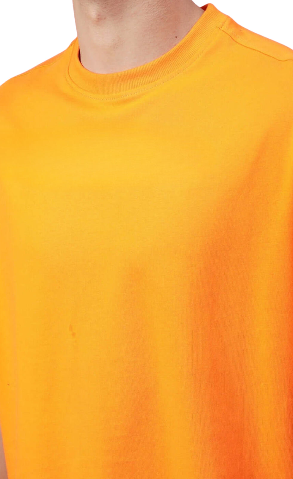 Genz-Classic Men's Orange Oversized Courage Cartoon Graphic Print Cotton T-Shirt