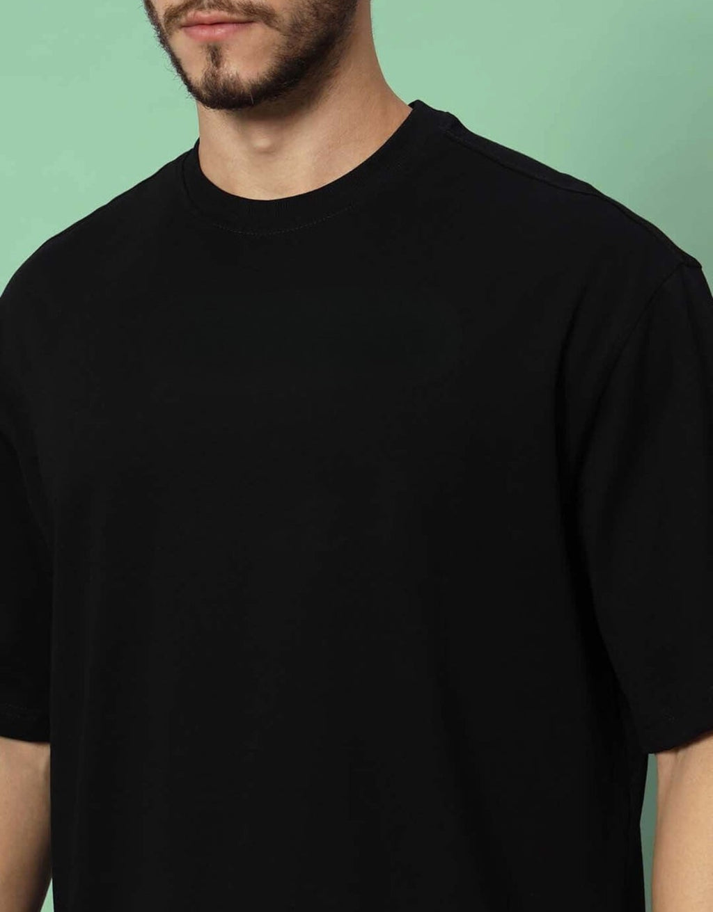 Genz-Classic Men's Black Oversized Snake Graphic Printed Cotton T-Shirt