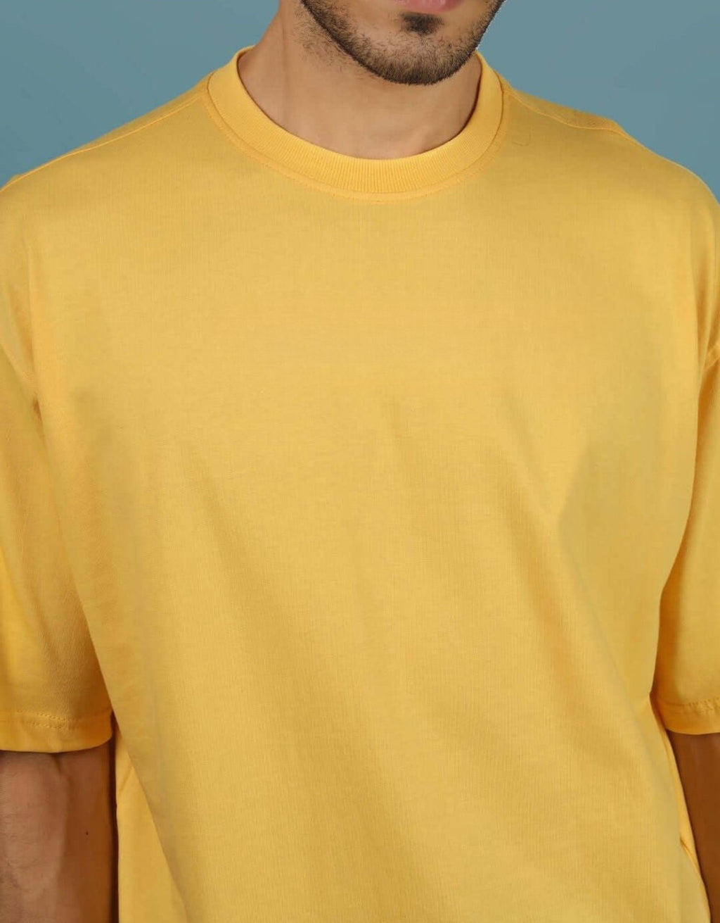 Genz-Classic Men's Yellow Oversized Defend Your Excuses Graphic Print Cotton T-Shirt
