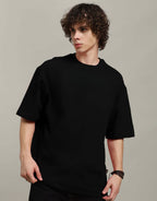 Genz-Classic Men's Black "All Eyez On Me" Graphic Oversized Cotton T-Shirt