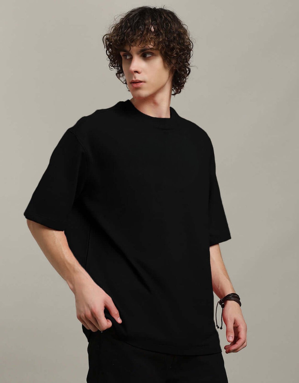 Genz-Classic Men's Black "All Eyez On Me" Graphic Oversized Cotton T-Shirt