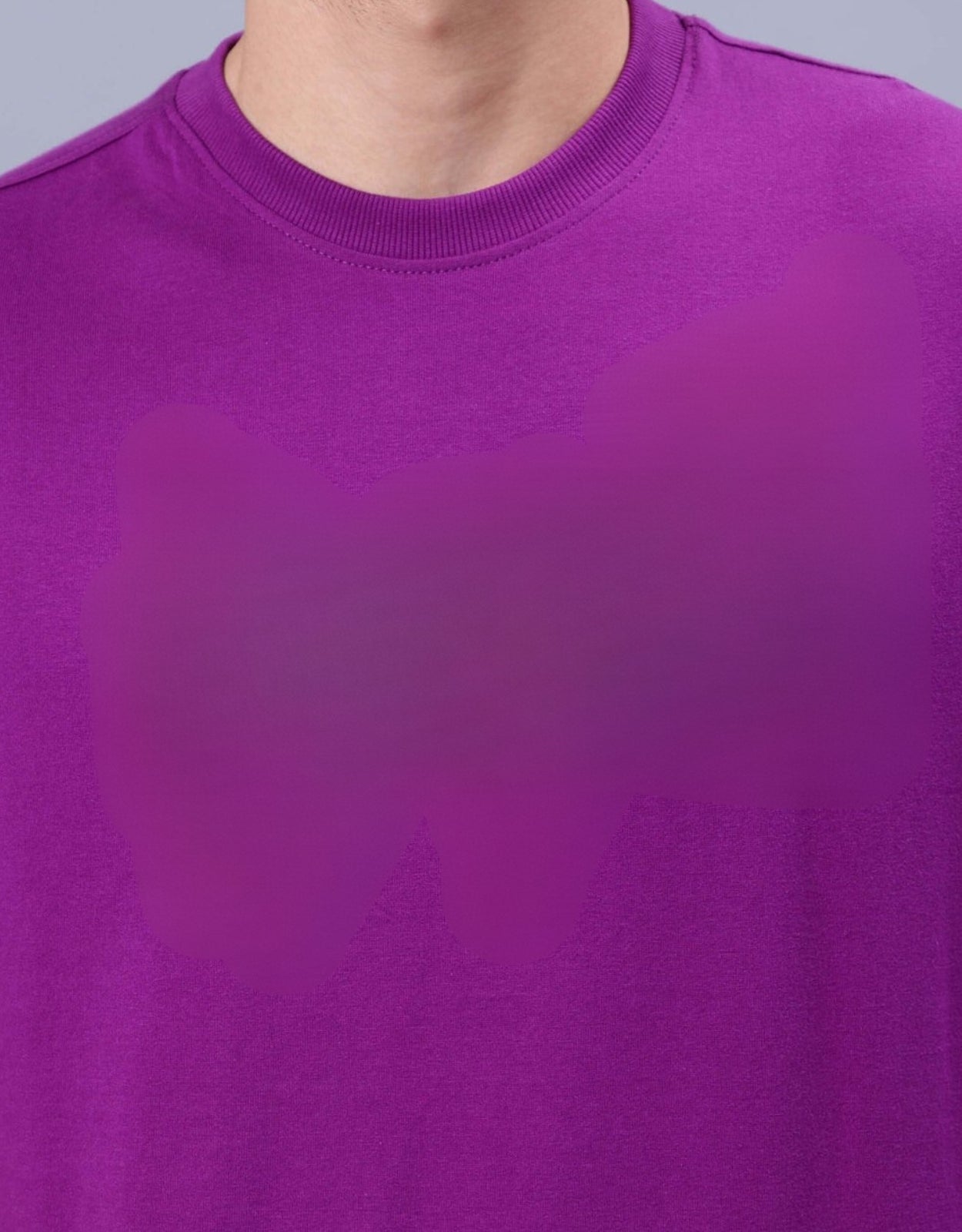 Genz-Classic Men's Purple Oversized Solid Cotton T-Shirt