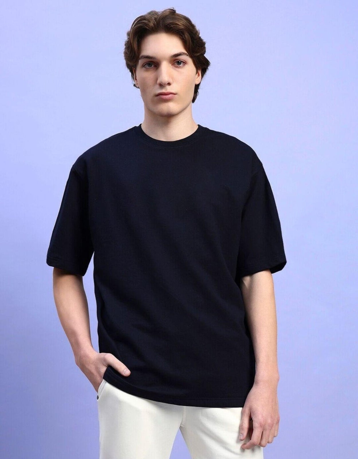 Genz-Classic Men's Black Oversized Vintage Rock Graphic Printed Cotton T-Shirt