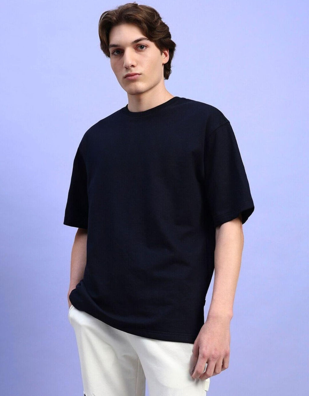 Genz-Classic Men's Black Oversized Vintage Rock Graphic Printed Cotton T-Shirt