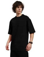 Genz-Classic Men's Black "All Eyez On Me" Graphic Oversized Cotton T-Shirt