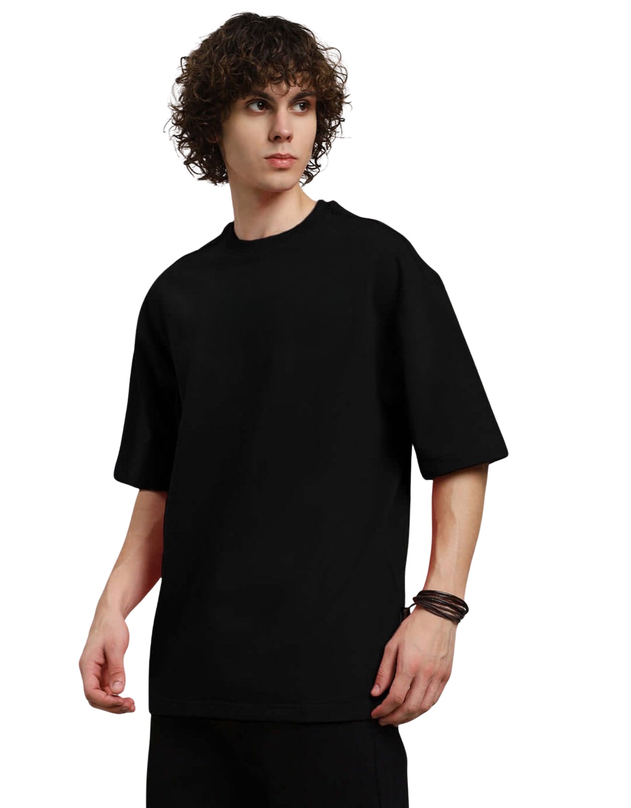 Genz-Classic Men's Black "All Eyez On Me" Graphic Oversized Cotton T-Shirt