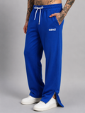 Genzclassic Men's Wide Leg Track Pants with Bottom Zipper | Relaxed Fit Athleisure Trouser | Royal Blue