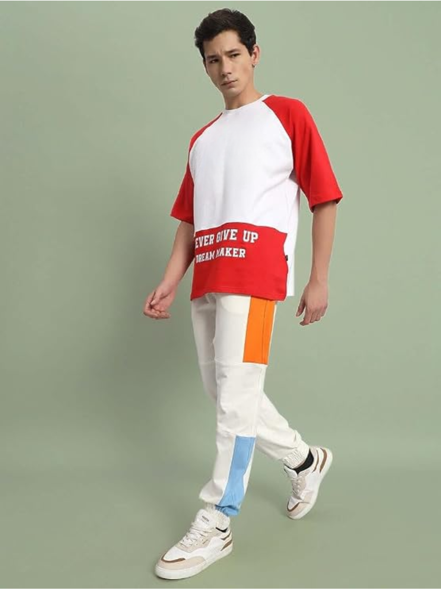 Genzclassic Men's Off White Cotton Color Block Track Pants | Regular Fit Joggers | Casual, Gym & Streetwear