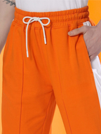 Genzclassic Men's Wide Leg Track Pants with Side Panels | Relaxed Fit Athleisure Trouser | Orange & White