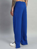 Genzclassic Men's Wide Leg Track Pants with Bottom Zipper | Relaxed Fit Athleisure Trouser | Royal Blue