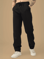Genzclassic Men's Solid Jogger Track Pants | Slim Fit Athletic Joggers | Classic Black