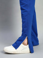 Genzclassic Men's Wide Leg Track Pants with Bottom Zipper | Relaxed Fit Athleisure Trouser | Royal Blue